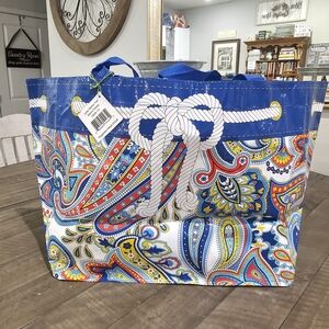 Vera Bradley Large Market Tote Marina Paisley Reusable Ecobag NWT